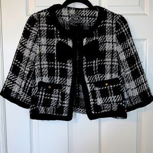 Sequin Hearts Black & White Tweed Cropped Jacket